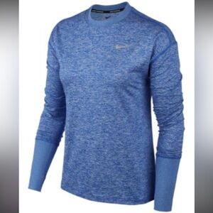 Nike Element Dri-Fit Long Sleeve Running Shirt-Blue-Women Small